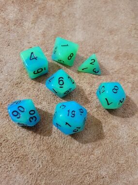 Blue-Green Gradient RPG Dice Set